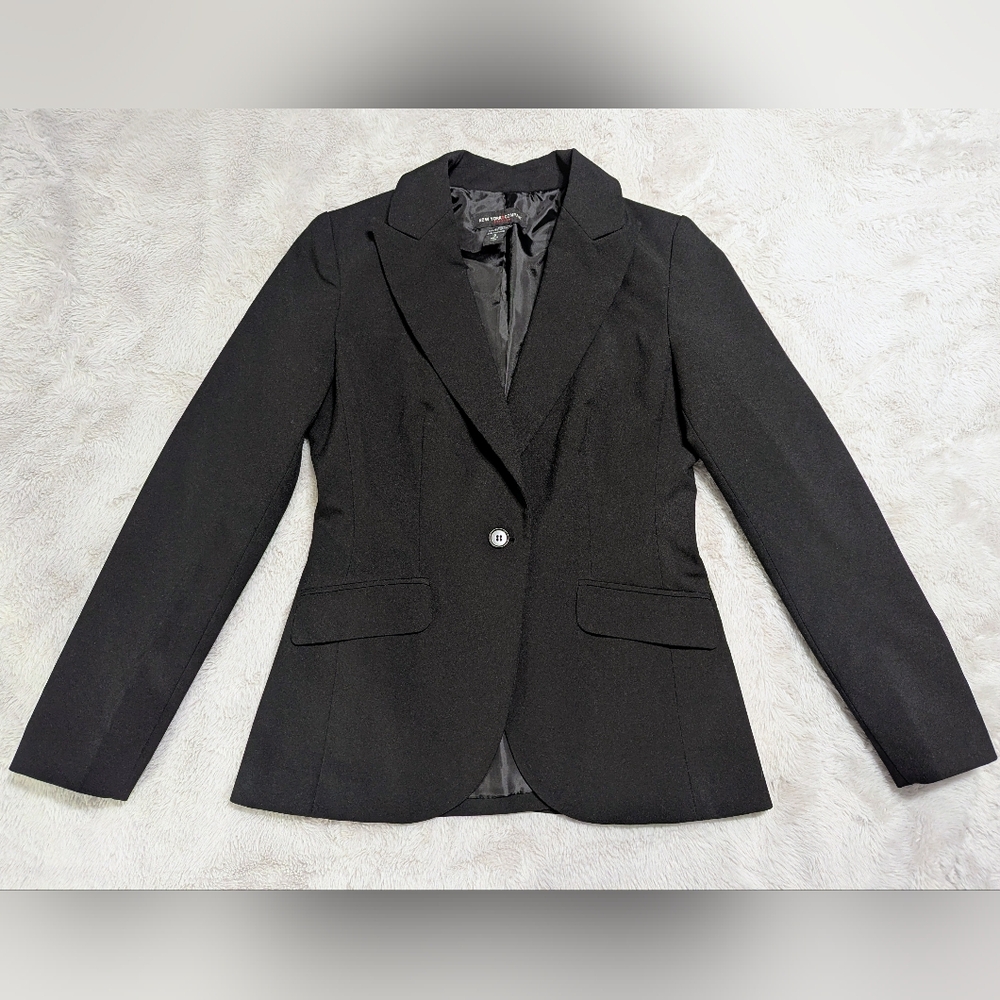 New York & Company Black Single-Button Tailored Blazer